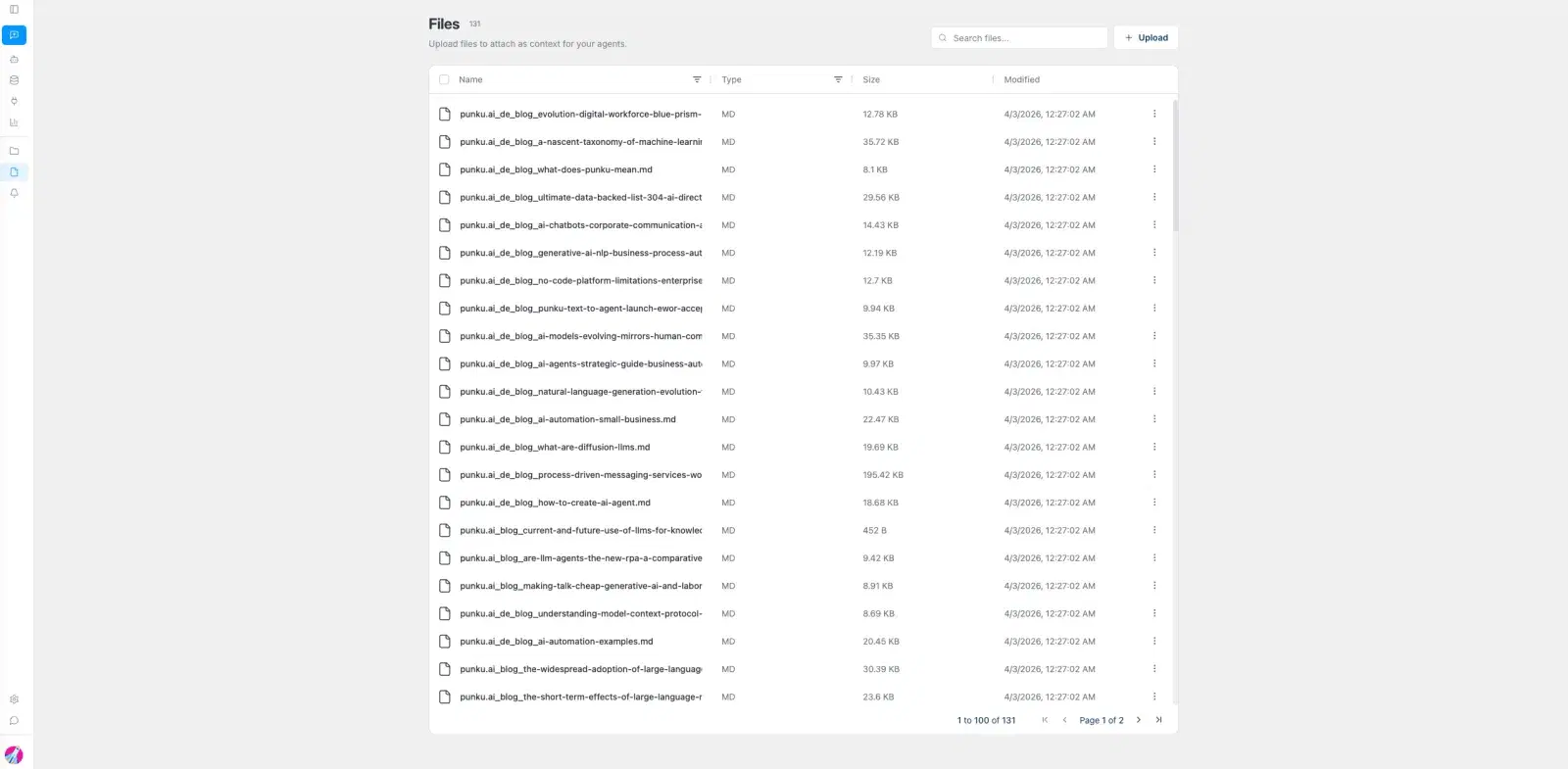 PUNKU.AI file management