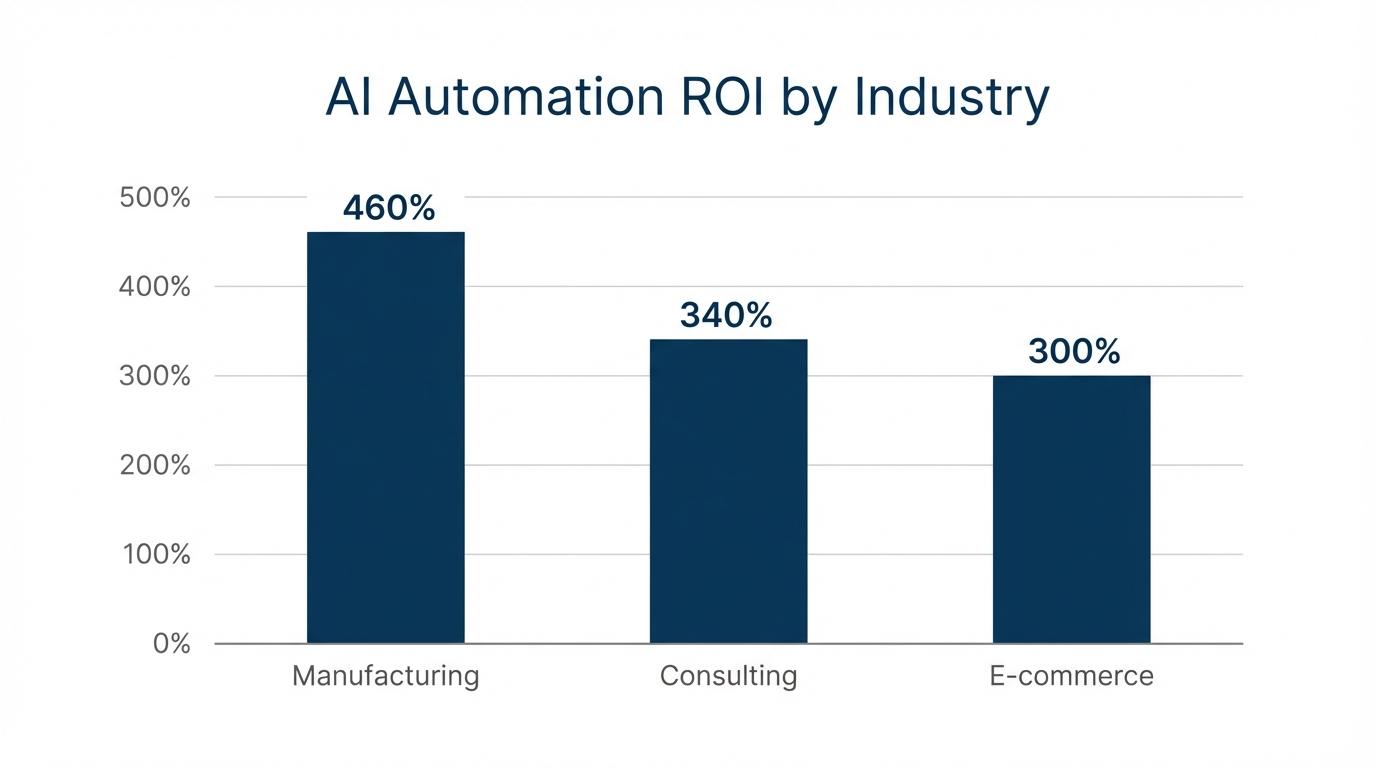 AI Automation ROI by Industry: Manufacturing 460%, Consulting 340%, E-commerce 300%